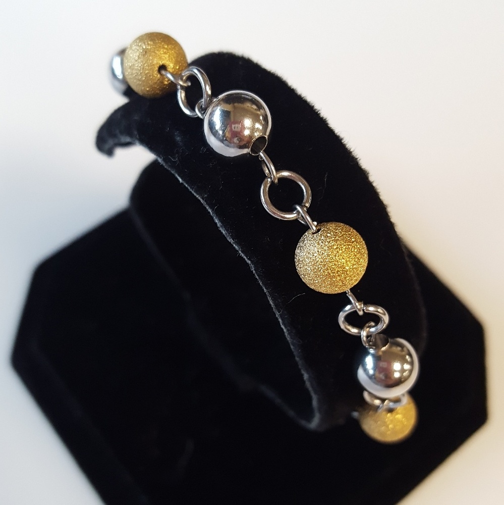 Ball bracelet stainless steel gold and silver